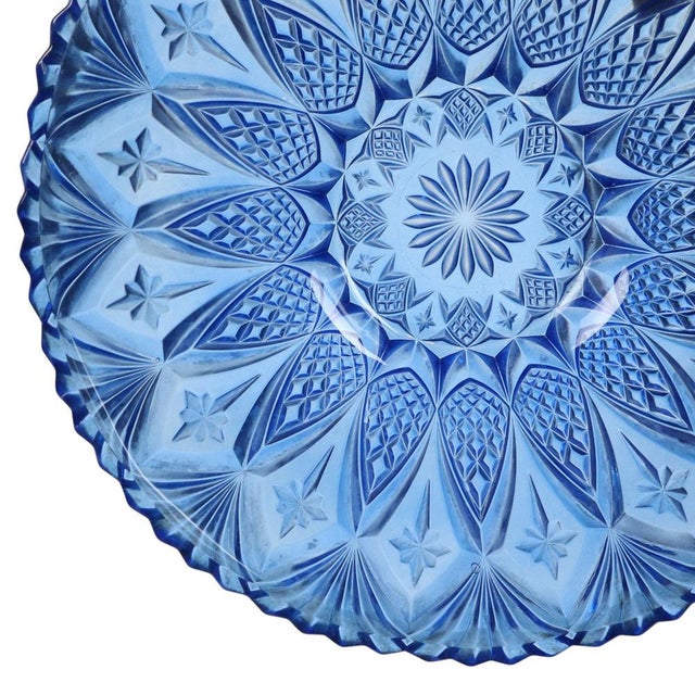 Vintage French Fruit Bowl in Blue Pressed Glass, 1960s For Sale - Image 4 of 15