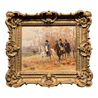 Raymond Desvarreux-Larpenteur -Napoleon on Horseback Accompanied by His Officers-Oil Painting For Sale