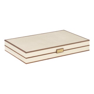 Maitland-Smith Cream Leather Game Board For Sale