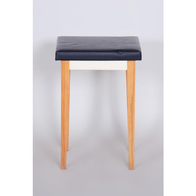 Midcentury black stool, Original well preserved condition. Period: 1950-1959 Material: Beech Source: Czechia...