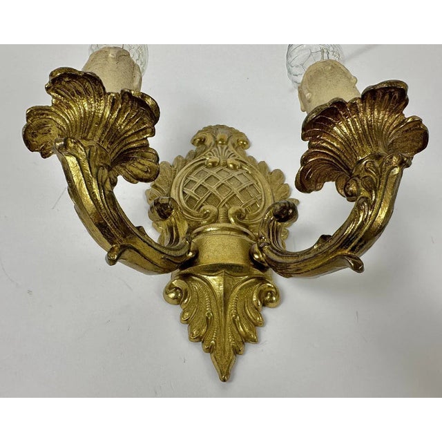 Vintage Bronze Wall Sconces Double Armed Lighting Lamp, Set of 2 For Sale - Image 4 of 8