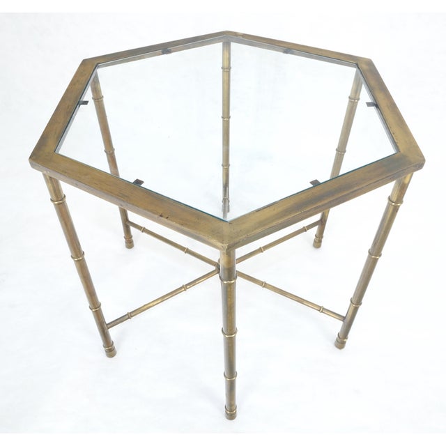 Mastercraft Mid Century Modern Hexagon Top Faux Bamboo Legs Coffee Side Table For Sale - Image 10 of 12