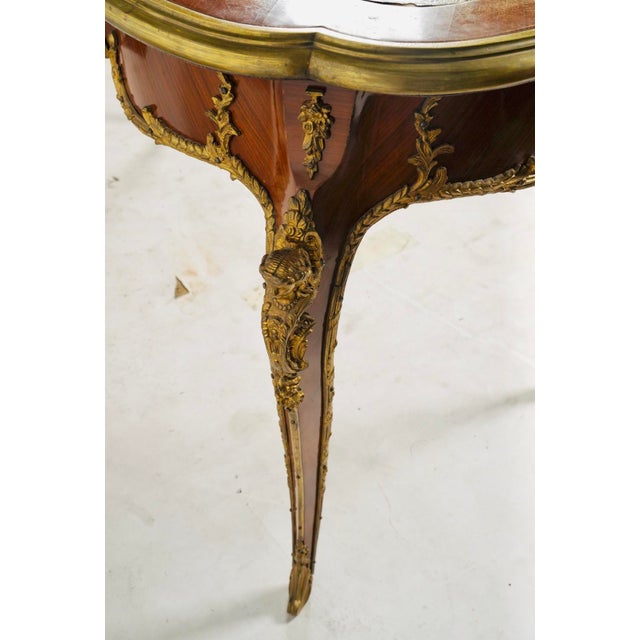 Pair of Mid 20th Century Louis XV Style Black Leather-Top Writing Desks With Figural Gilt Mounts For Sale - Image 11 of 17