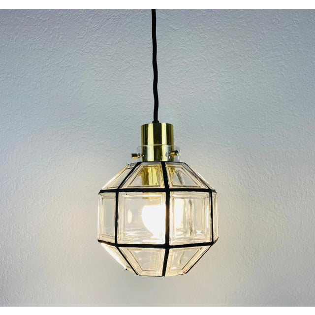 Mid-Century Modern 1960s Mid-Century Iron and Bubble Glass Pendant by Glashütte Limburg For Sale - Image 3 of 11