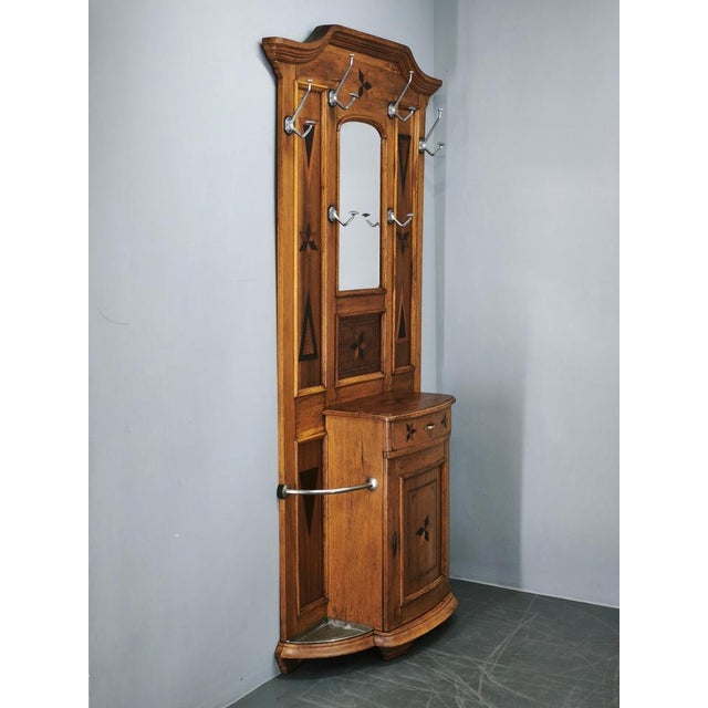 19th Century Gründerzeit Oak Hall Tree with Mirror, 1890 For Sale - Image 5 of 18
