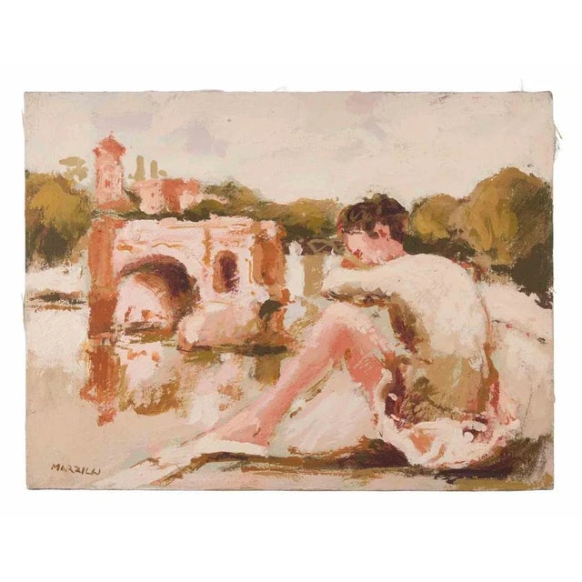 Oil on canvas realized by Franco Marzilli (1934-2010) in 1970s. Hand signed lower right. Very good condition. Franco...