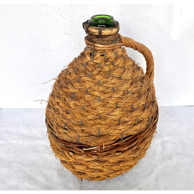 Mid 20th Century Vintage French Wrapped Demijohn Bottle For Sale - Image 5 of 13