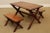 High Quality Early 20th Century Solid Oak X Base Table Along with a Pair of Benches, Child's Size