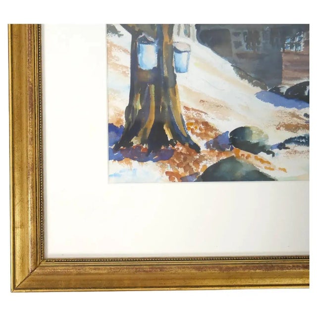 Mid-20th Century Wood Frame Decorative Water Color For Sale In New York - Image 6 of 13