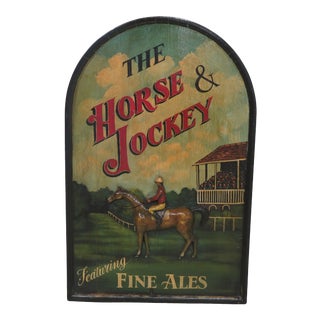 The Horse & Jockey Painted Wood Tavern Sign For Sale