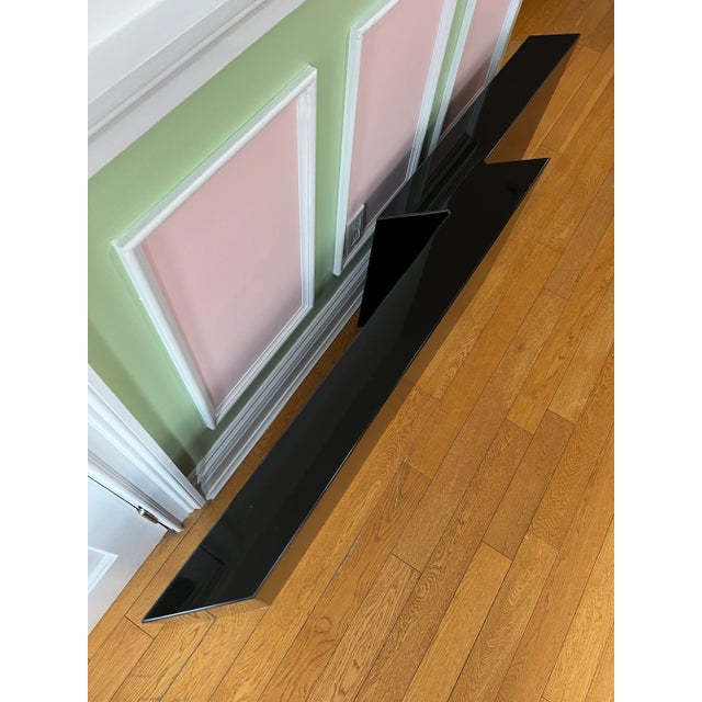 Postmodern 1980s Black Lacquer Floating Console Table For Sale - Image 3 of 4
