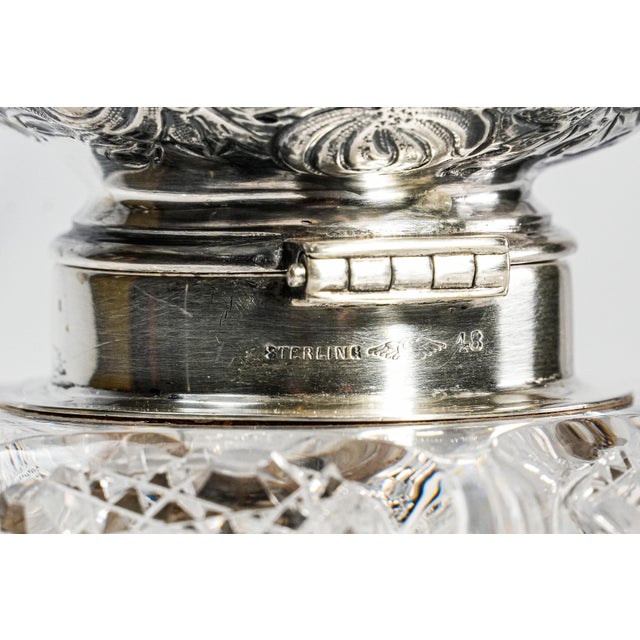 Magnificent Large Paperweight Style Cut Crystal Antique Victorian Sterling Silver Desk Inkwell Home Decor For Sale - Image 10 of 18