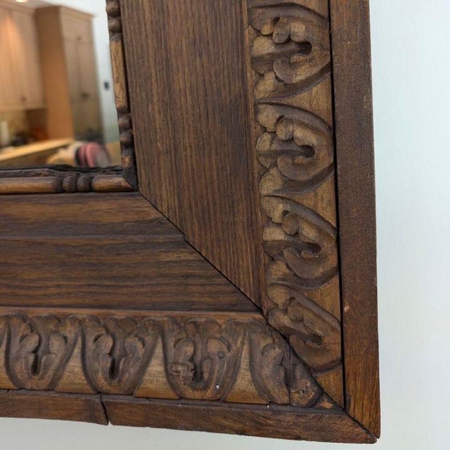 Large Carved Wooden Mirror For Sale - Image 4 of 5