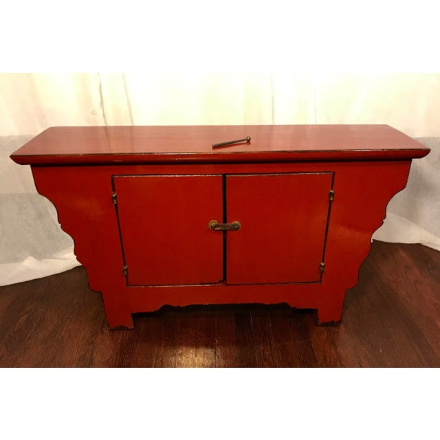 20th Century Chinese Medium Sized Cinnabar Lacquered Sideboard Buffet Alter For Sale In Los Angeles - Image 6 of 11