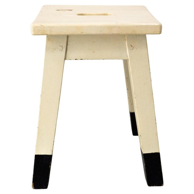 French Painted Wooden Side Stool, 1950s For Sale - Image 9 of 9