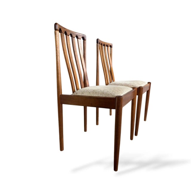 Contemporary Mid-Century Scandinavian Teak Dining Chairs with Upholstered Seats, 1960s, Set of 2 For Sale - Image 3 of 8