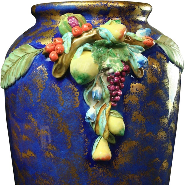 1920s Large Italian Majolica Umbrella Stand Vase For Sale - Image 5 of 9