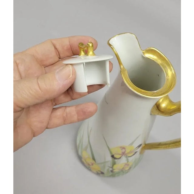 Art Nouveau French Limoges Chocolate Set With Iris For Sale - Image 12 of 12