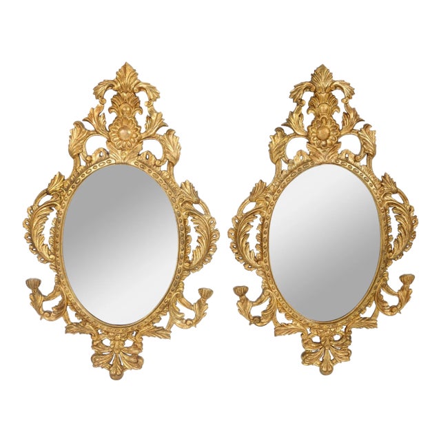 Late 20th Century Giltwood Framed Hanging Wall Mirror - a Pair For Sale
