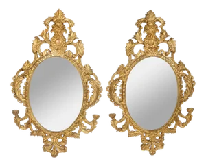Late 20th Century Giltwood Framed Hanging Wall Mirror - a Pair