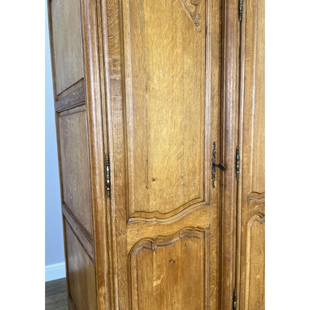 Vintage French Louis XVI Style Wardrobe in Oak For Sale - Image 6 of 15