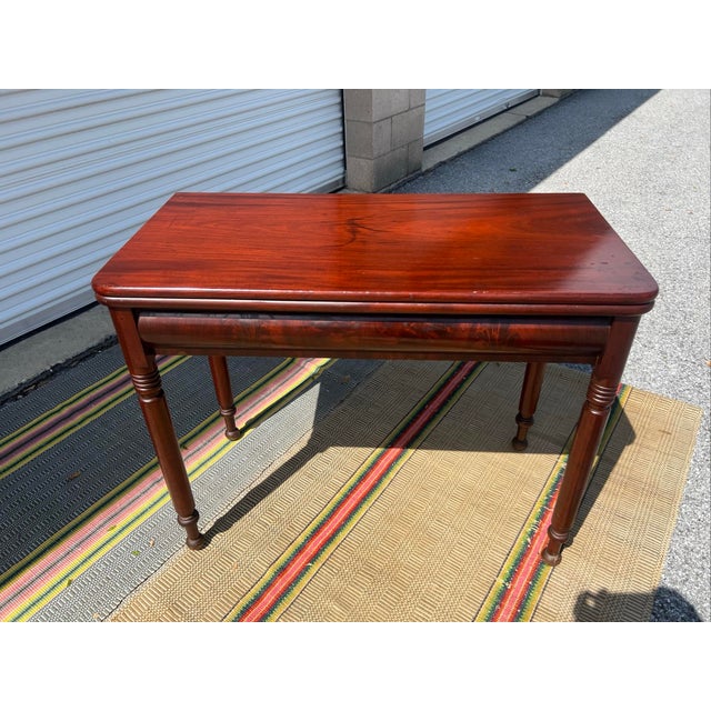 A Fine Antique Pennsylvania Sheraton Mahogany Flip Top Game Table, Circa 1830 Found in Lancaster County, Pennsylvania....