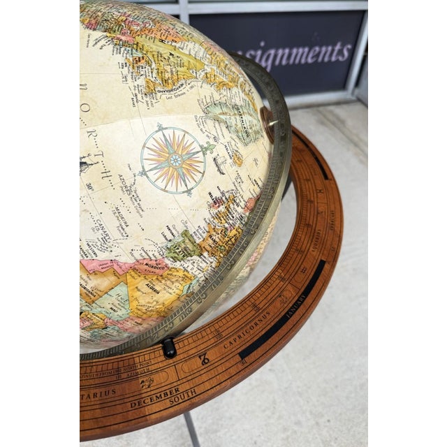 Wood Replogle Santa Fe 16″ World Floor Globe With Wood Horizon Ring Model #27812 For Sale - Image 7 of 9