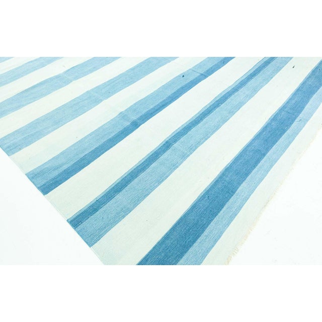 Mid 20th Century Doris Leslie Blau Vintage Indian Dhurrie Striped Rug For Sale - Image 5 of 8