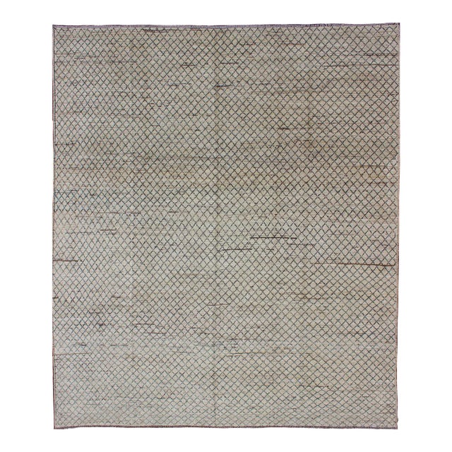 Keivan Woven Arts All-Over Modern Rug Subdued Design in Muted Tones For Sale