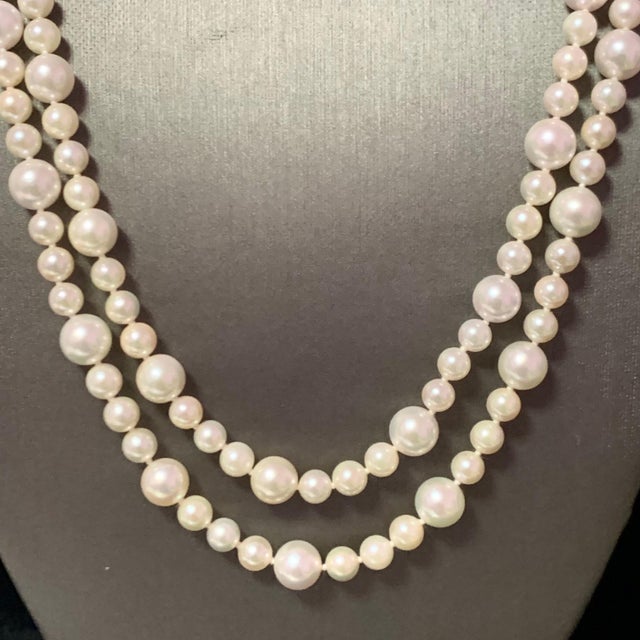 2010s Fine Quality Akoya Pearl Necklace 14k Gold 42" 8.5 mm Certified For Sale - Image 5 of 12