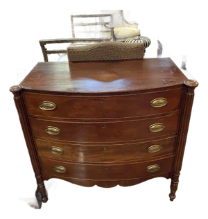 Vintage Federal Sheraton Style Mahogany Bow Front Chest