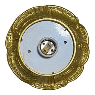 Vintage Art Deco Style Brass Ceiling Light Plate With Socket Flush Mount For Sale