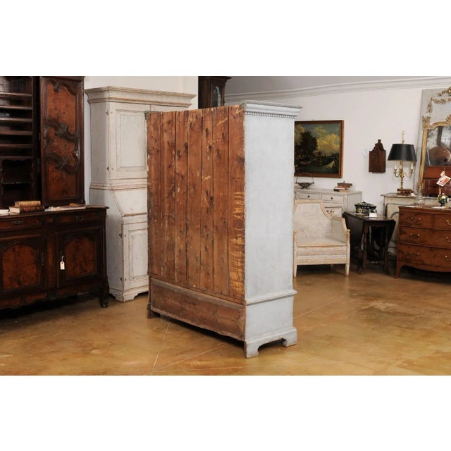 Swedish 1850s Gray Painted Bookcase with Open Shelves and Two Drawers For Sale - Image 12 of 12