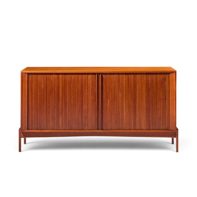 Dux Style Mid Century Walnut Tambour Door Credenza This credenza measures: 61 wide x 17.75 deep x 31 inches high Good...