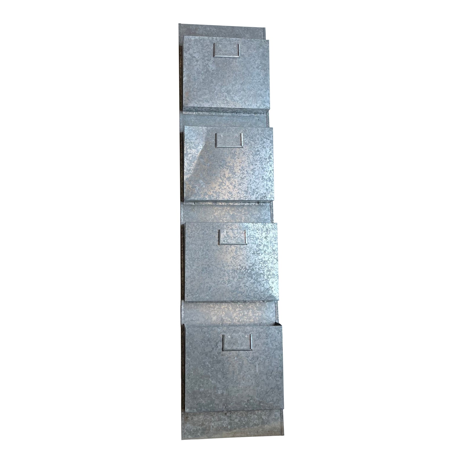 1990s Pottery Barn Galvanized Metal Wall Mount Magazine Rack | Chairish