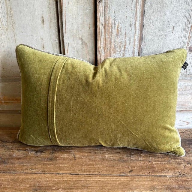 French Cotton Velvet Lumbar Pillow With Jute Trim Chairish
