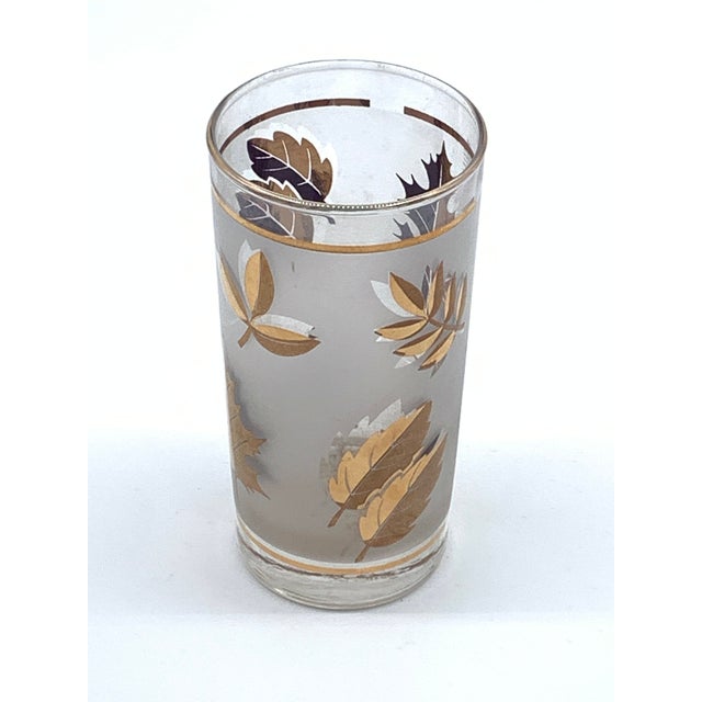 Libbey Glass Co. 1960s Libbey Golden Foliage Drink Carrier, Ice Bucket and 8 Glasses For Sale - Image 4 of 6