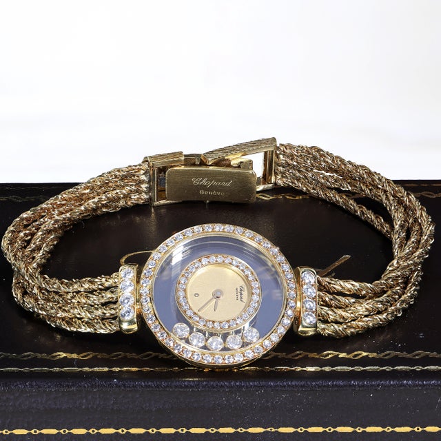 Chopard Happy Diamonds 4066 18k Yellow Gold Watch Circa 1985 Full Set For Sale - Image 13 of 13