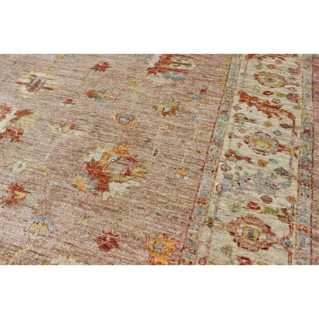 Early 21st Century Large Angora Turkish Oushak Rug in Dusty Pink by Keivan Woven Arts For Sale - Image 5 of 11