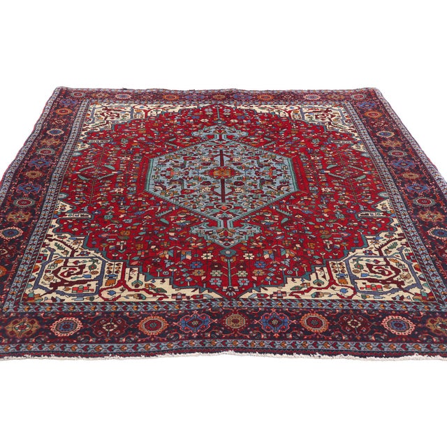 Modern Vintage Persian Farahan Rug - 04'06 X 06'07 For Sale - Image 3 of 9