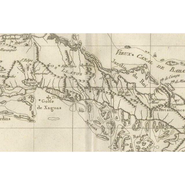 Paper Cuba Enlightenment Island Map by Rigobert Bonne, 1780s For Sale - Image 7 of 12