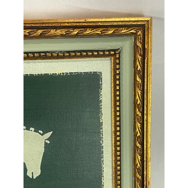 Contemporary Primitive Equestrian Horse Painting in Custom Wood Frame For Sale - Image 4 of 10