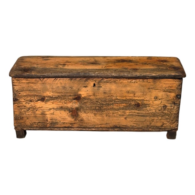 Antique Fir Trunk, 1890s For Sale
