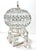 Vintage French Whitewashed Metal Birdcage With Green Glass Jewel Accents For Sale - Image 10 of 12