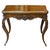 Elegant walnut coffee table, with carved saber legs and wavy top, openable and with new green cloth replaced. Epoca 1860...