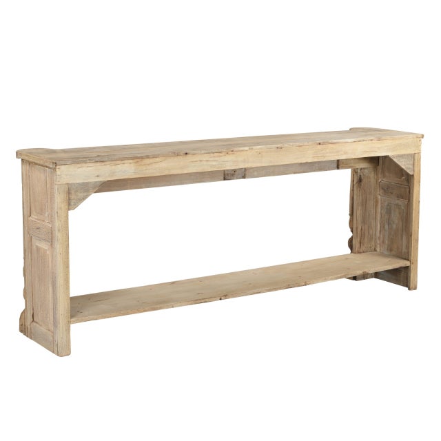 Indian Bleached Teakwood Console Table Constructed From Antique Carvings and Reclaimed Wood For Sale - Image 4 of 4