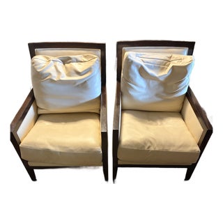 A Rudin Light Brown Leather Armchairs (2) For Sale
