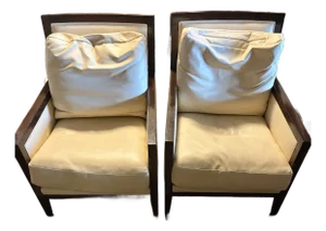 A Rudin Light Brown Leather Armchairs (2)