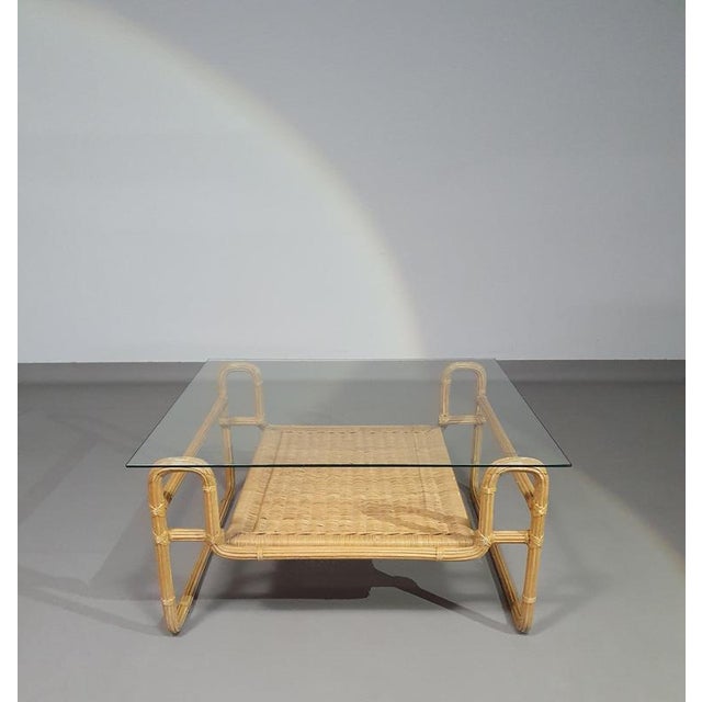 Mid-Century Iron, Pencil Reed and Glass Coffee Table For Sale - Image 7 of 10