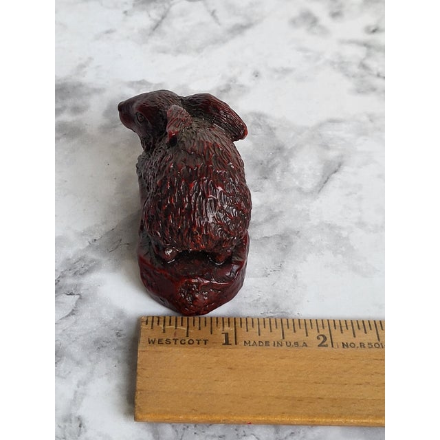 Red Mid 20th Century Red Boxwood Japanese Netsuke Rabbit For Sale - Image 8 of 10